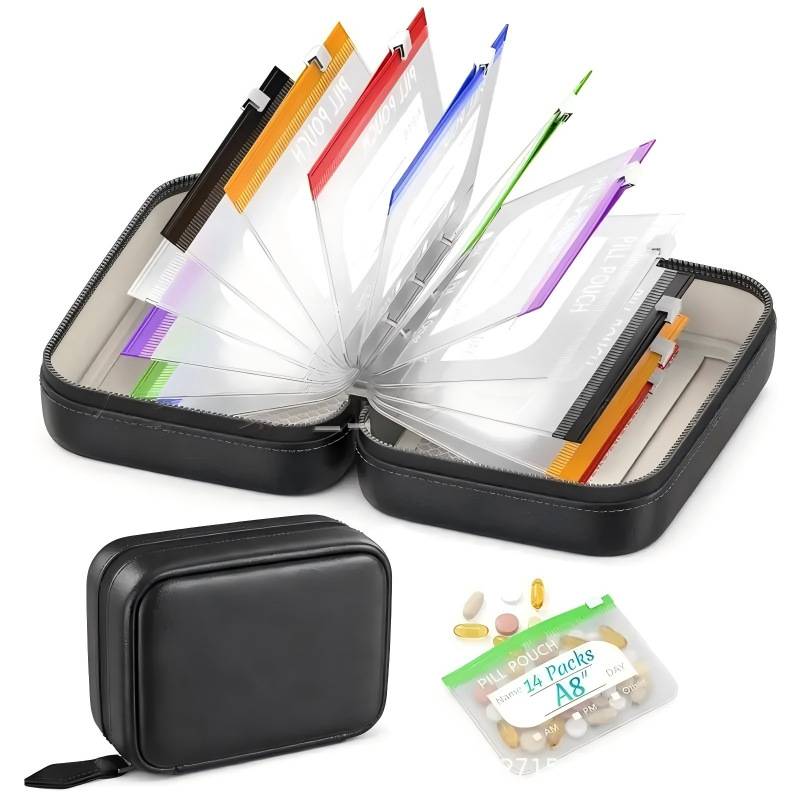 🏆 Last Day Special Price ! A8 Waterproof Pill Pouch Set – 7 to 14 Days of Meds & Vitamins💧Waterproof & Crush-Resistant Shell