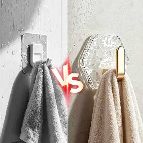 Heavy-Duty Plastic Self-Adhesive Hexagonal Ripple Hooks, 10/20-Pack Waterproof Rustproof Sticky Hooks for Bathroom