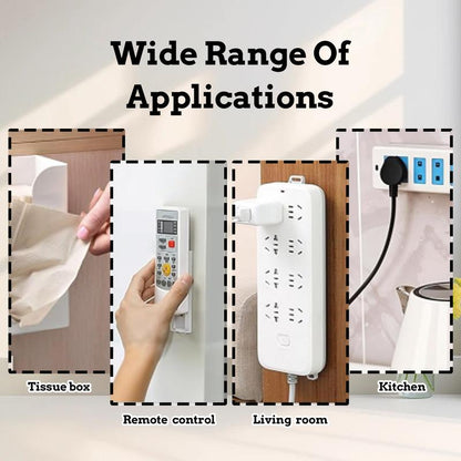 Adhesive Punch-Free Socket Holder, Self Adhesive Desktop Socket Fixer, Power Strip Holder Wall Mount with Cable Organizer Clips