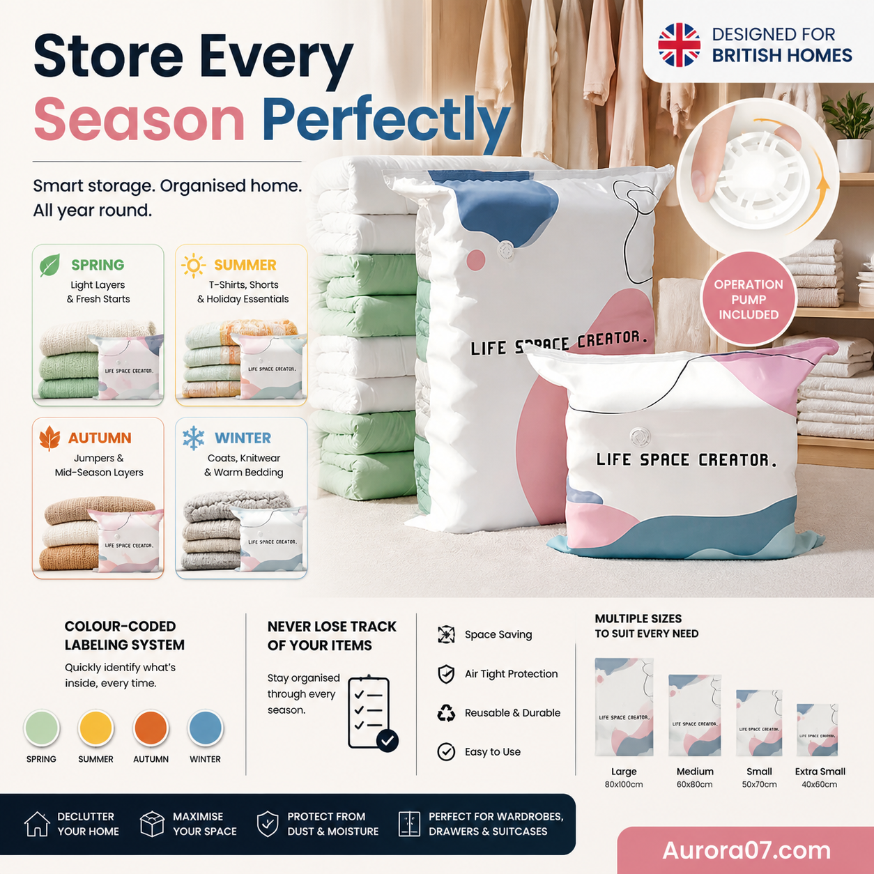 💐 BUY 2, GET 1 FREE!🧳No‑Pump Vacuum Storage Bags – Press & seal, no pump needed. Saves 80% space, keeps clothes dry & dust‑free. Perfect for bulky bedding & off‑season gear. 🛏️🗄️
