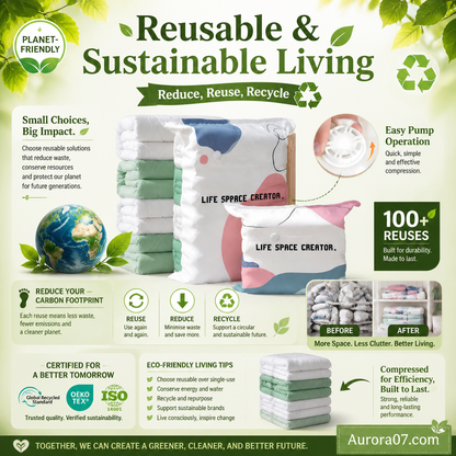 💐 BUY 2, GET 1 FREE!🧳No‑Pump Vacuum Storage Bags – Press & seal, no pump needed. Saves 80% space, keeps clothes dry & dust‑free. Perfect for bulky bedding & off‑season gear. 🛏️🗄️