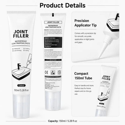 Waterproof Caulk Paste Joint Filler,150ml Sealant for Bathroom, Kitchen, with Masking Tape and Scraper