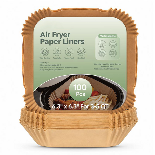 100PCS Air Fryer Liners, Non-Stick Disposable Paper Liners for Microwave, Oven & Air Fryer — Bleach-Free