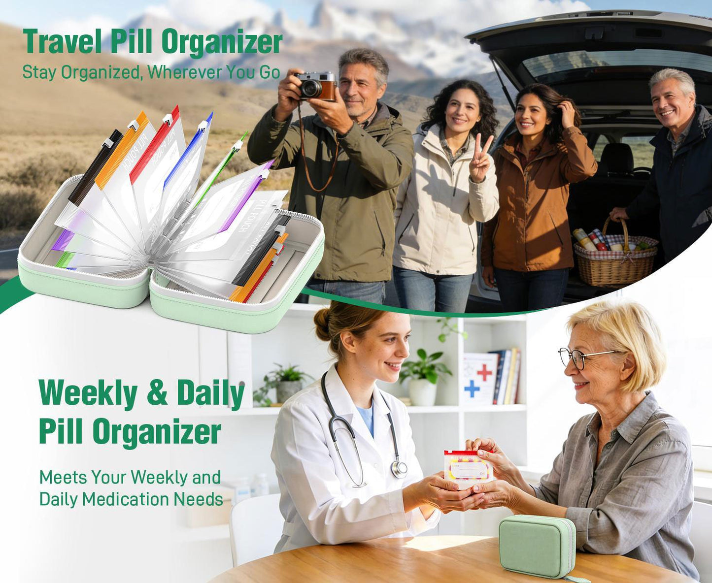 🏆 Last Day Special Price  ! 💊 Waterproof Pill Pouch Set – 7 to 14 Days of Meds & Vitamins💧Waterproof & Crush-Resistant Shell