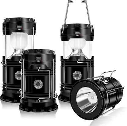 Solar Camping Lantern  - Rechargeable LED Lights, Magnetic Base & Foldable Hanging Hook