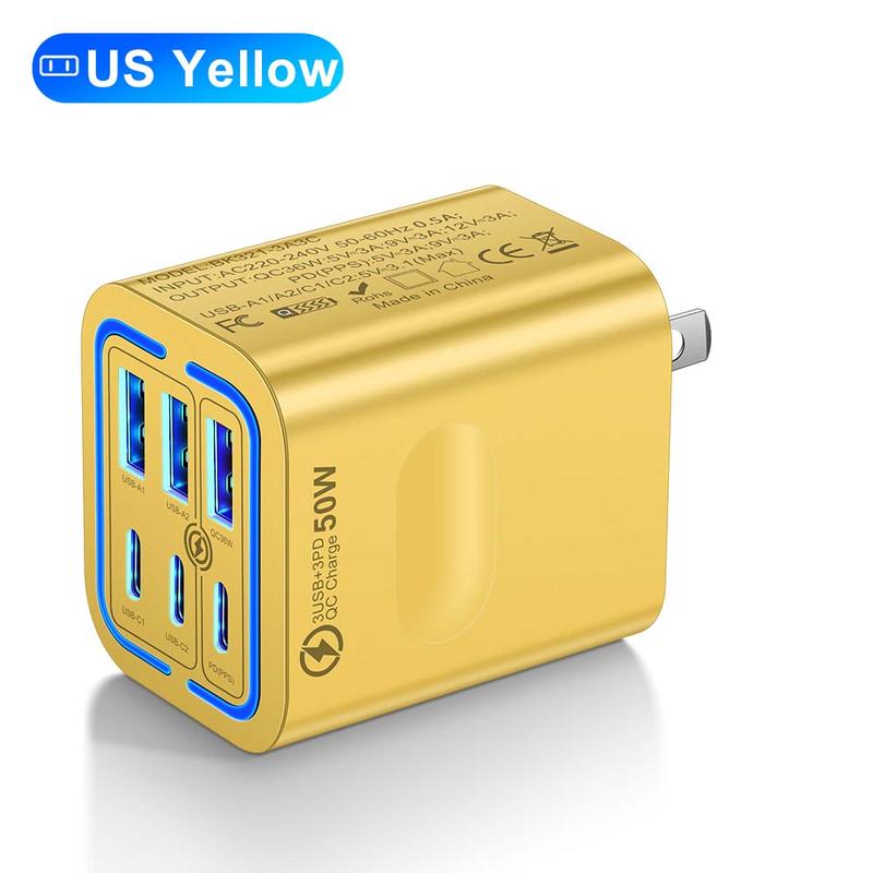 50W Portable 6-Port USB C & USB A Square Charging Station