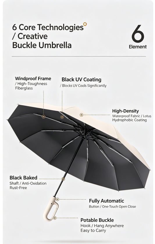 Automatic Folding Umbrella, 1 Count/60pcs Portable Rain Umbrella with Loop Buckle, Windproof & Waterproof Umbrella for Men & Women