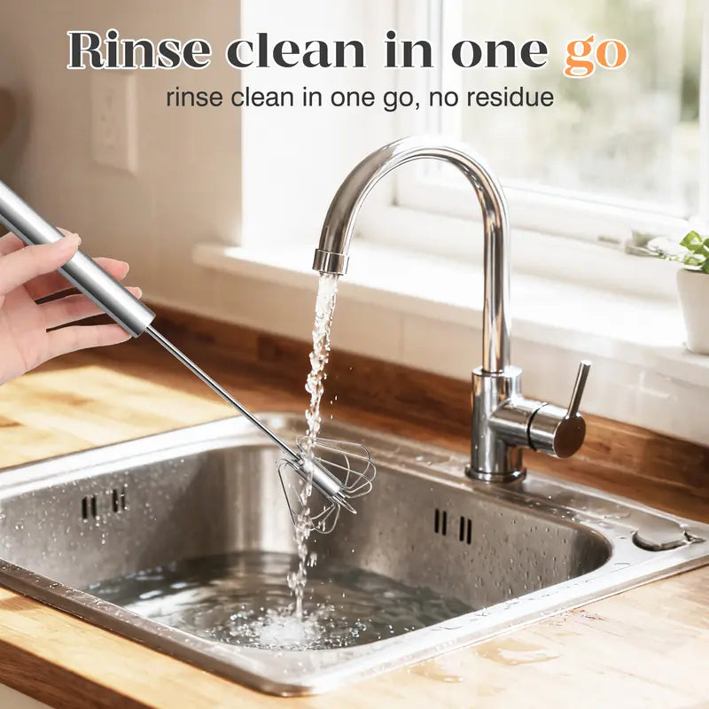 Stainless Steel Hand-Push Rotary Whisk – Effortless Mixing in Seconds!