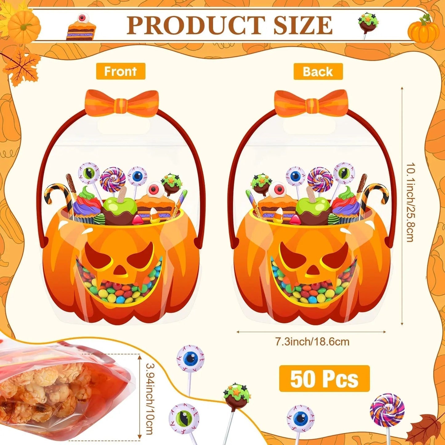Halloween Goodie Bags Plastic Candy Gift Bags with Handle