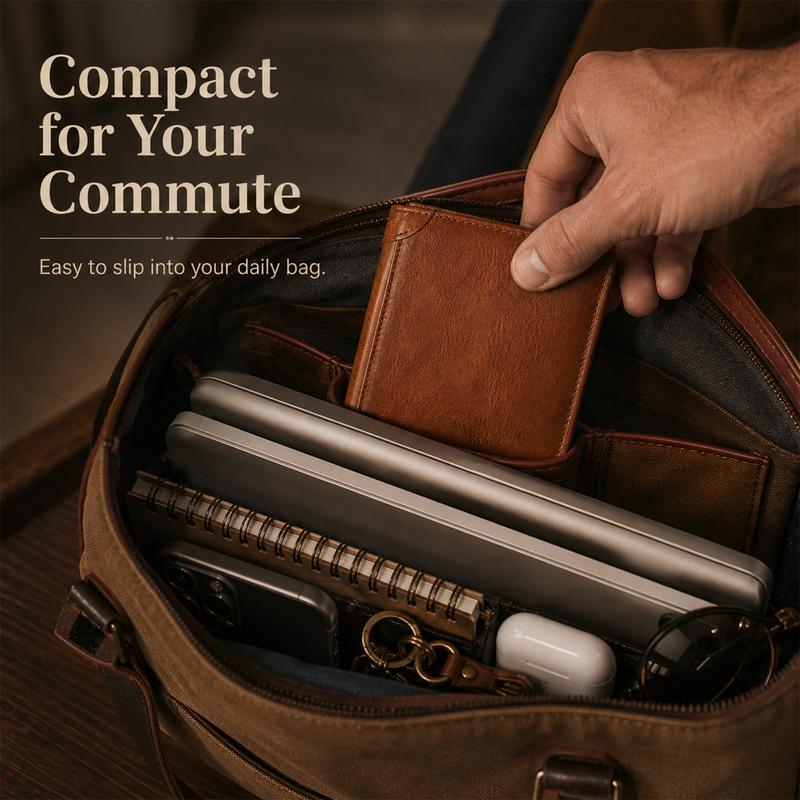 Large-Capacity Trifold Wallet for Men, RFID Blocking PU Leather Wallet with Multiple Card Slots
