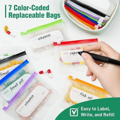 🏆 Last Day Special Price  ! 💊 Waterproof Pill Pouch Set – 7 to 14 Days of Meds & Vitamins💧Waterproof & Crush-Resistant Shell