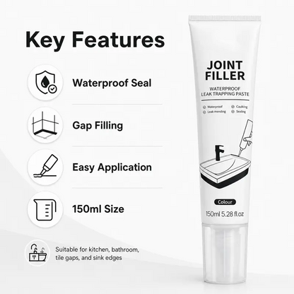 Waterproof Caulk Paste Joint Filler,150ml Sealant for Bathroom, Kitchen, with Masking Tape and Scraper