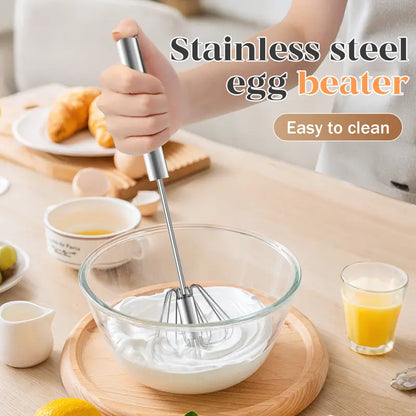 Stainless Steel Hand-Push Rotary Whisk – Effortless Mixing in Seconds!