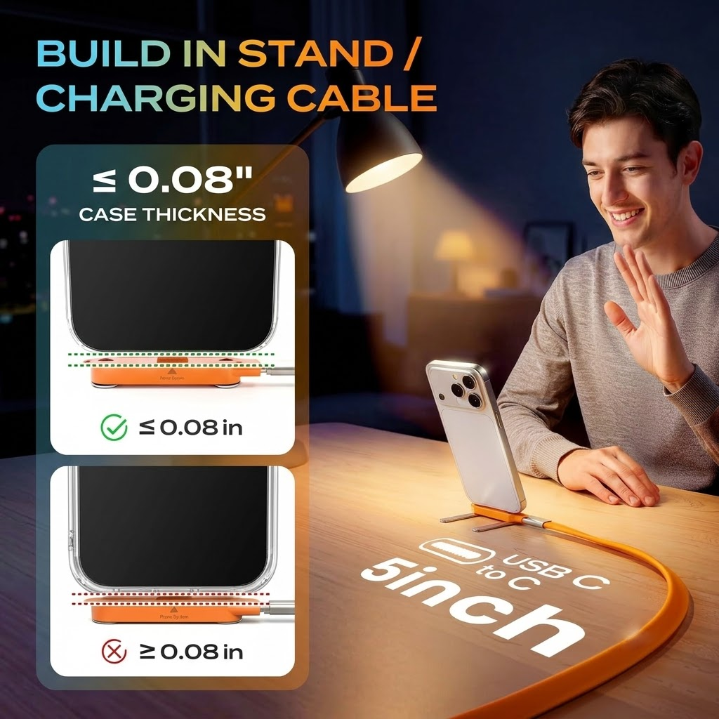 USB-C Fast-Charging Cable with Detachable Stand