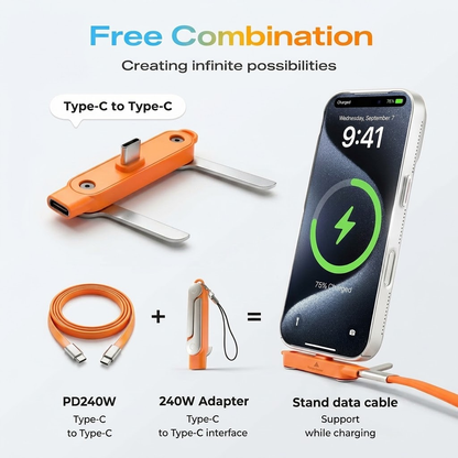USB-C Fast-Charging Cable with Detachable Stand