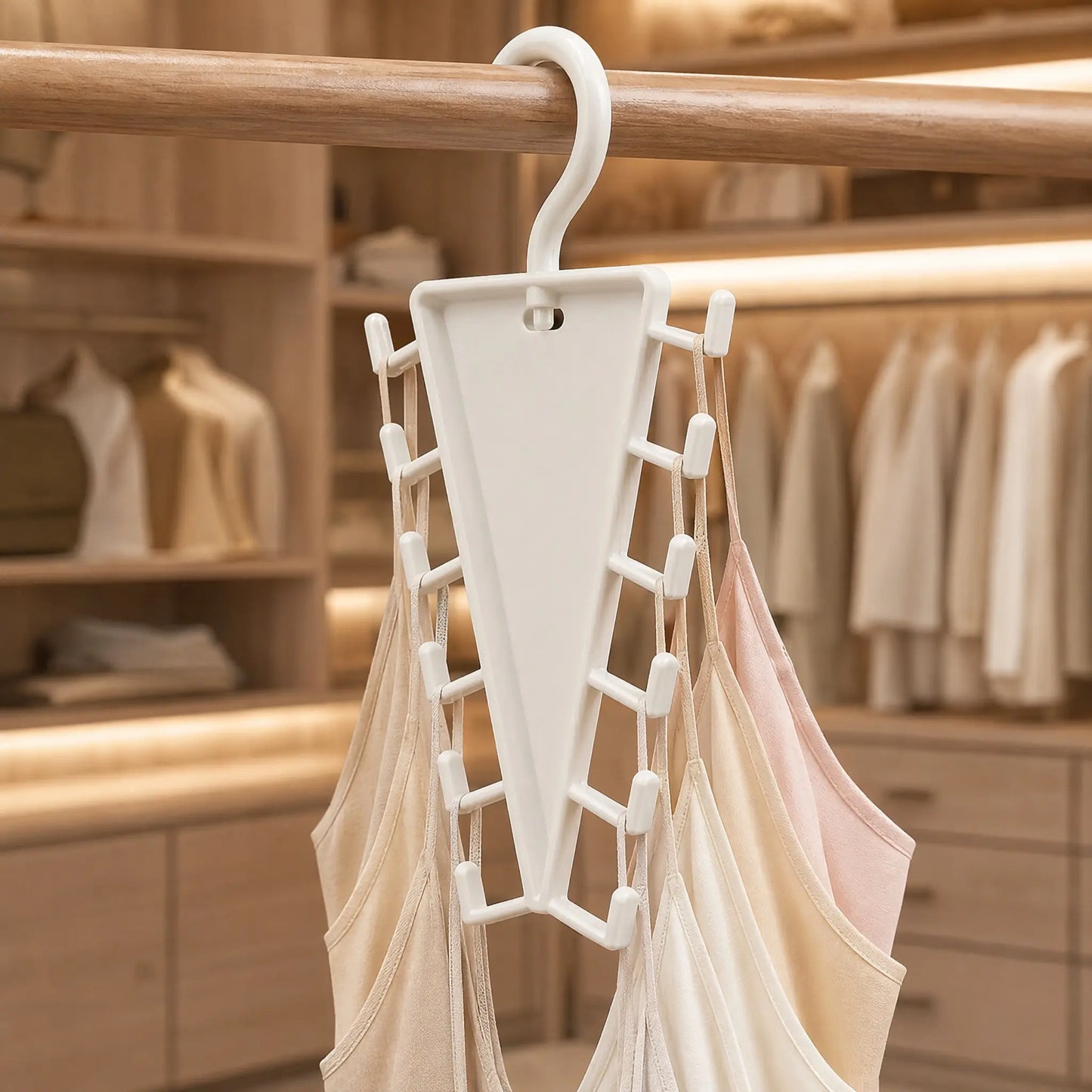 V-Shaped Double-Sided Closet Organizer Hanger – 360° Rotatable Space-Saving Rack with 12 Hooks