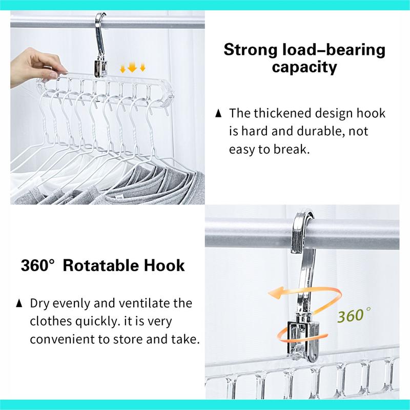 Heavy-Duty Foldable Plastic Pants Hangers with 9 Holes, Adjustable & Non-Slip - 5-Pack