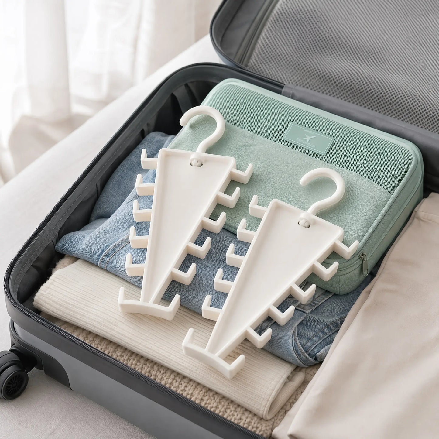 V-Shaped Double-Sided Closet Organizer Hanger – 360° Rotatable Space-Saving Rack with 12 Hooks