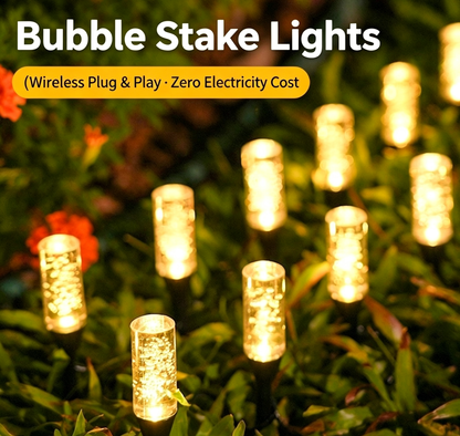 Set of 10 LED Solar Garden Stake Lights, Blue Bubble-Shaped Path Lights, IPX4 Waterproof Outdoor Garden Lights