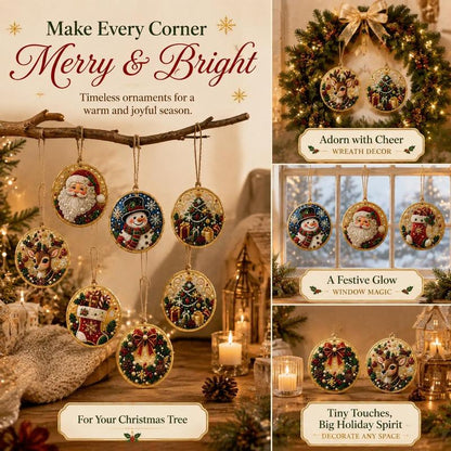 Christmas DIY Diamond Painting Ornaments Kit, Xmas Tree Hanging Pendant, Handmade Craft Decoration Gift for Holiday Home Party
