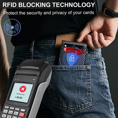 Men's RFID Minimalist Bifold Wallet - 1 ID Window, Pop‑Up Card Holder, Money Clip