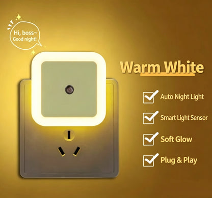 🌙 1 Set 6PCS Plug-in LED Night Light, Dusk to Dawn Sensor Lamp for Bedroom, 💡Bathroom, Hallway, Warm White