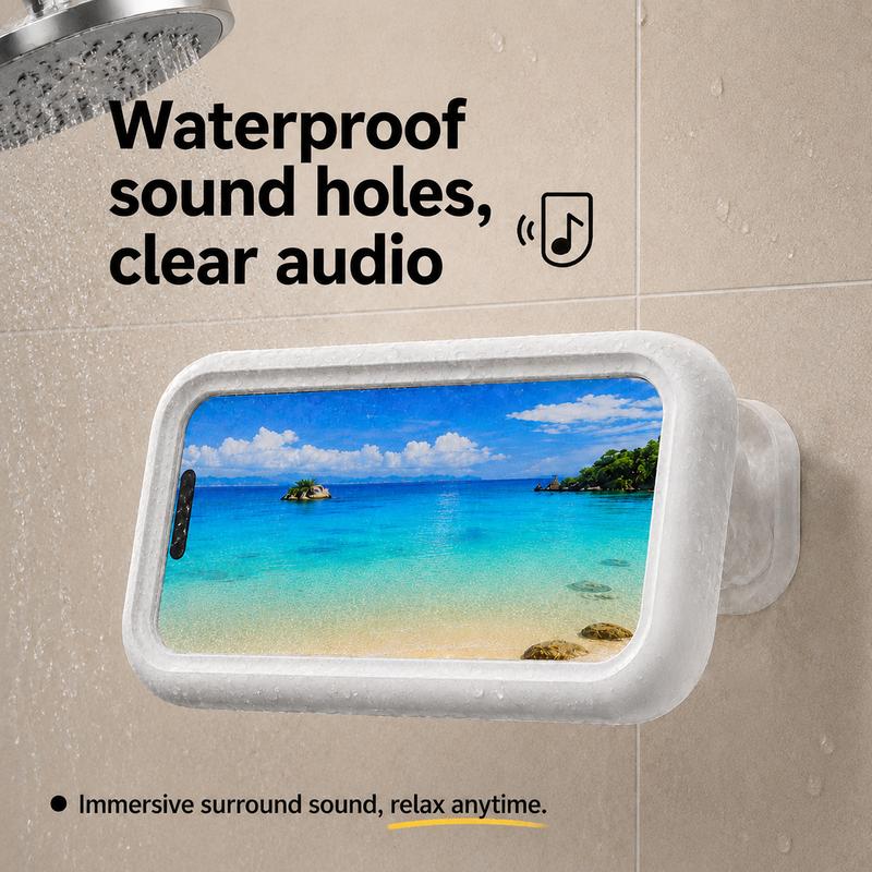 Waterproof Shower Phone Holder for Bathrooms, 360° Smooth Rotation, Anti-Fog Case, Responsive Full HD Touchscreen