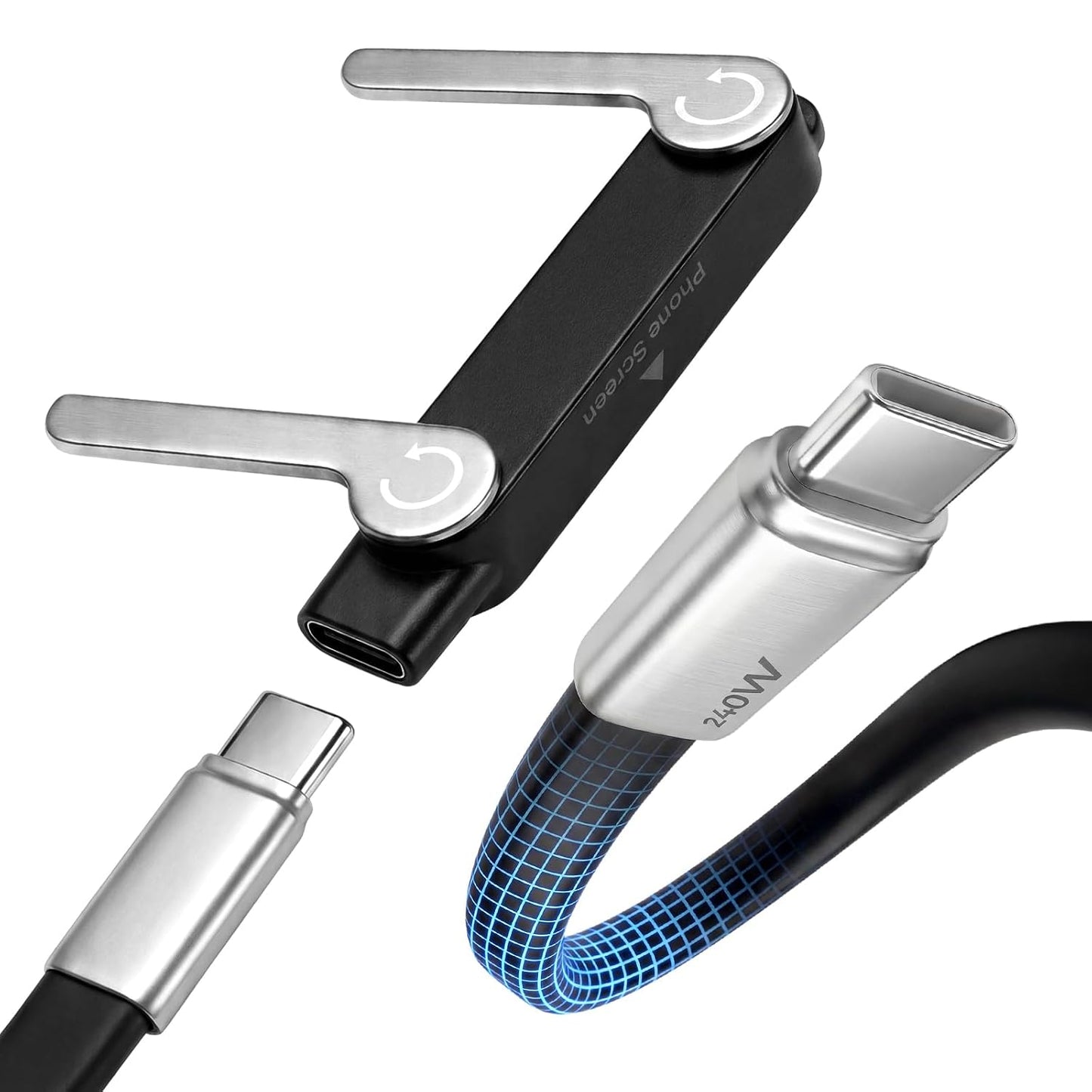 USB-C Fast-Charging Cable with Detachable Stand