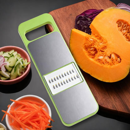 Multi-shaped slicer with adjustable stainless steel blades.