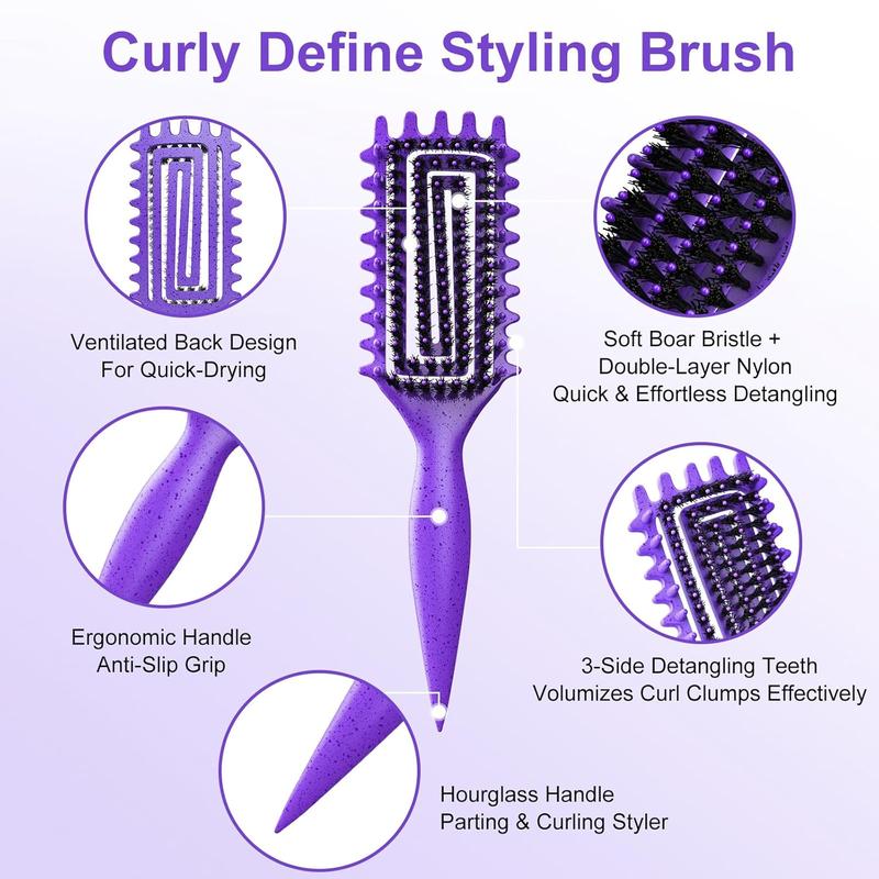 2026 Curl Defining Brush, Detangling Styling Comb for All Curl Types, Wet & Dry Use