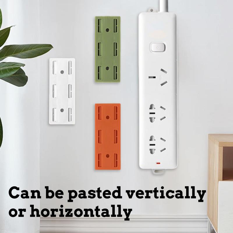 Adhesive Punch-Free Socket Holder, Self Adhesive Desktop Socket Fixer, Power Strip Holder Wall Mount with Cable Organizer Clips