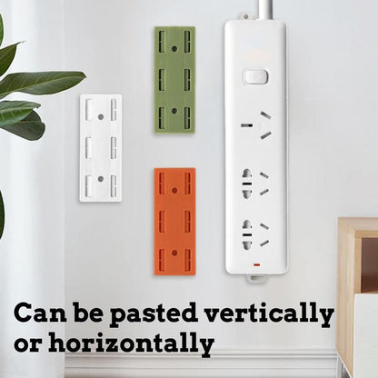 Adhesive Punch-Free Socket Holder, Self Adhesive Desktop Socket Fixer, Power Strip Holder Wall Mount with Cable Organizer Clips