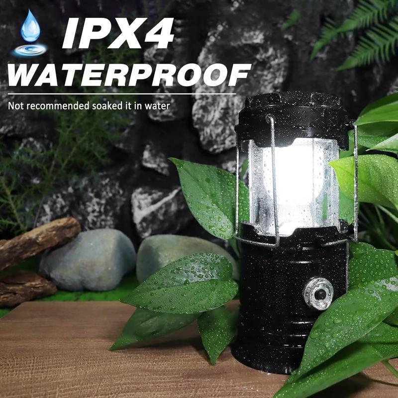 Solar Camping Lantern  - Rechargeable LED Lights, Magnetic Base & Foldable Hanging Hook