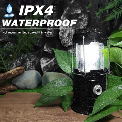 Solar Camping Lantern  - Rechargeable LED Lights, Magnetic Base & Foldable Hanging Hook