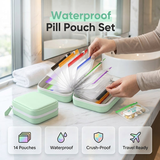 🏆 Last Day Special Price  ! A8 Waterproof Pill Pouch Set – 7 to 14 Days of Meds & Vitamins💧Waterproof & Crush-Resistant Shell