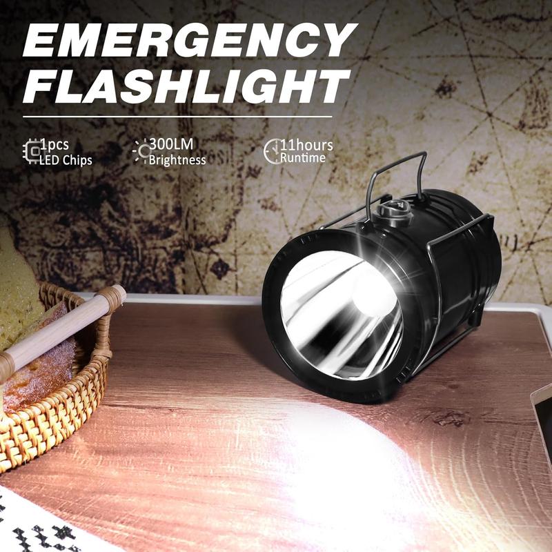 Solar Camping Lantern  - Rechargeable LED Lights, Magnetic Base & Foldable Hanging Hook