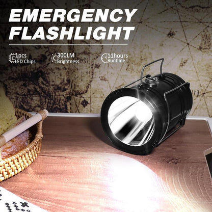 Solar Camping Lantern  - Rechargeable LED Lights, Magnetic Base & Foldable Hanging Hook