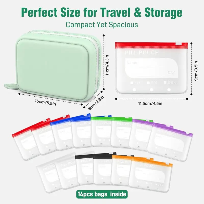 🏆 Last Day Special Price  ! 💊 Waterproof Pill Pouch Set – 7 to 14 Days of Meds & Vitamins💧Waterproof & Crush-Resistant Shell
