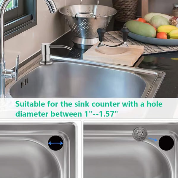 Dish Soap Dispenser for Kitchen Sink (Brushed Nickel), Countertop Sink Soap Dispenser Water Pump with 47” No-Spill Extension Tube Kit Design for Kitchen Bathroom, No More Refills