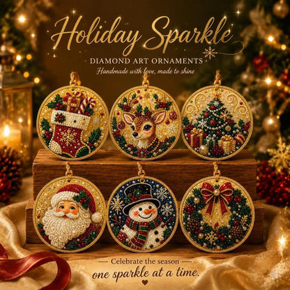 Christmas DIY Diamond Painting Ornaments Kit, Xmas Tree Hanging Pendant, Handmade Craft Decoration Gift for Holiday Home Party