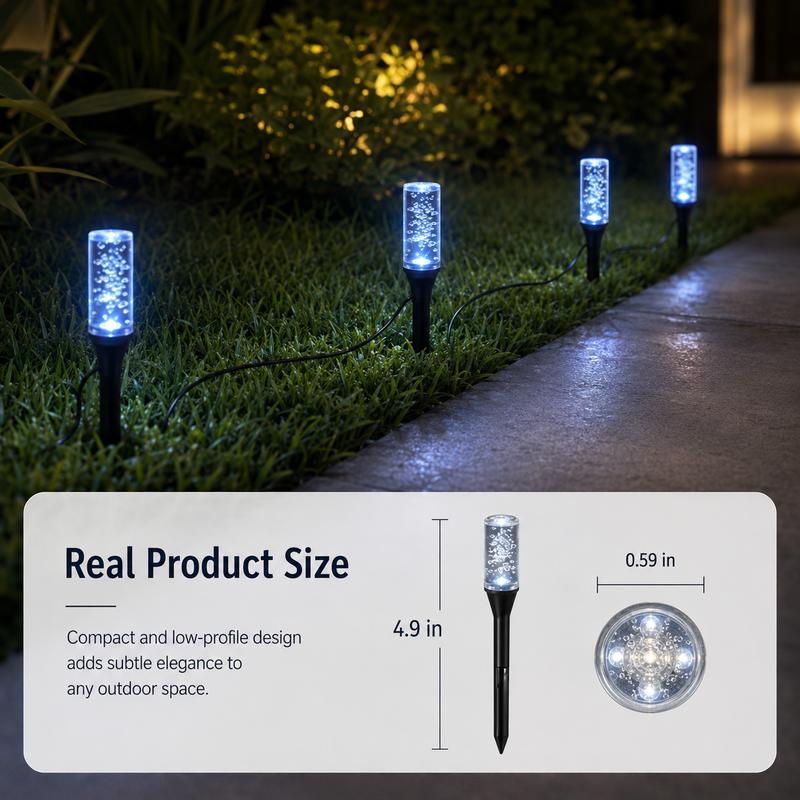 Set of 10 LED Solar Garden Stake Lights, Blue Bubble-Shaped Path Lights, IPX4 Waterproof Outdoor Garden Lights