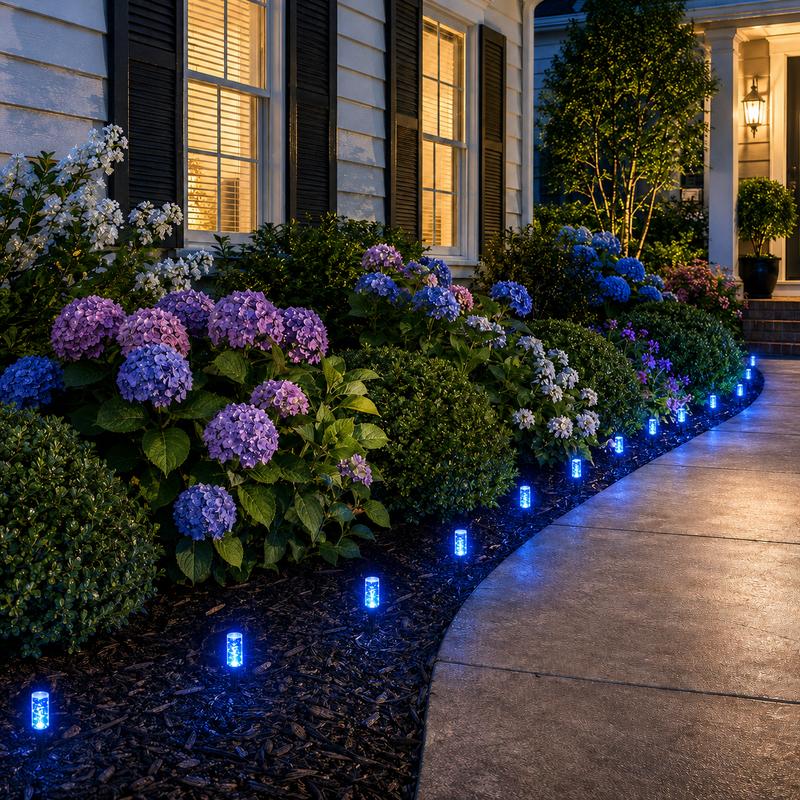 Set of 10 LED Solar Garden Stake Lights, Blue Bubble-Shaped Path Lights, IPX4 Waterproof Outdoor Garden Lights
