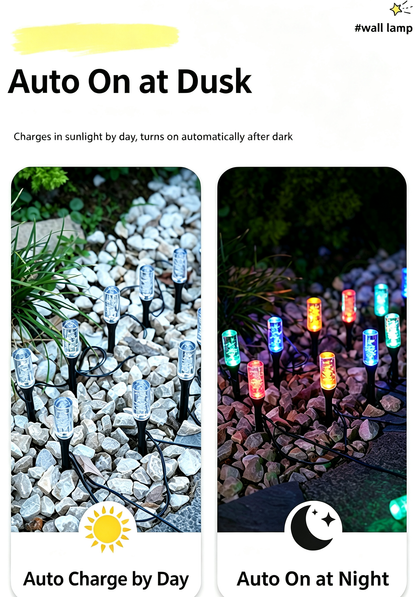 Set of 10 LED Solar Garden Stake Lights, Blue Bubble-Shaped Path Lights, IPX4 Waterproof Outdoor Garden Lights