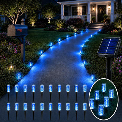 Set of 10 LED Solar Garden Stake Lights, Blue Bubble-Shaped Path Lights, IPX4 Waterproof Outdoor Garden Lights