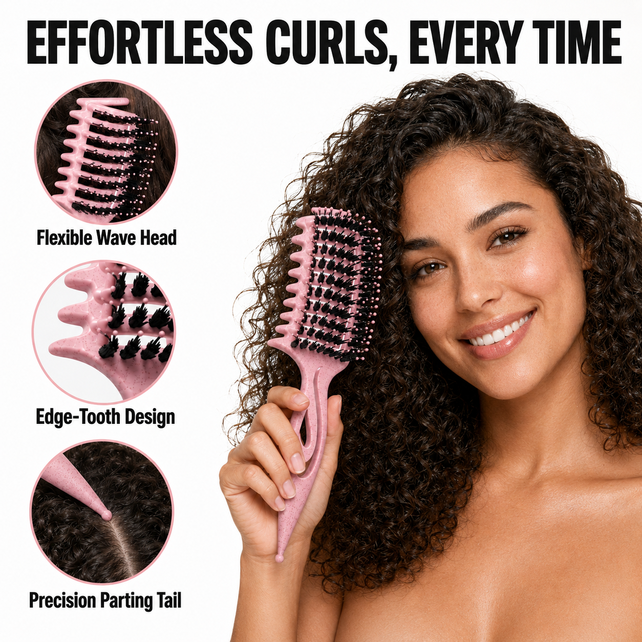 2026 Curl Defining Brush, Detangling Styling Comb for All Curl Types, Wet & Dry Use
