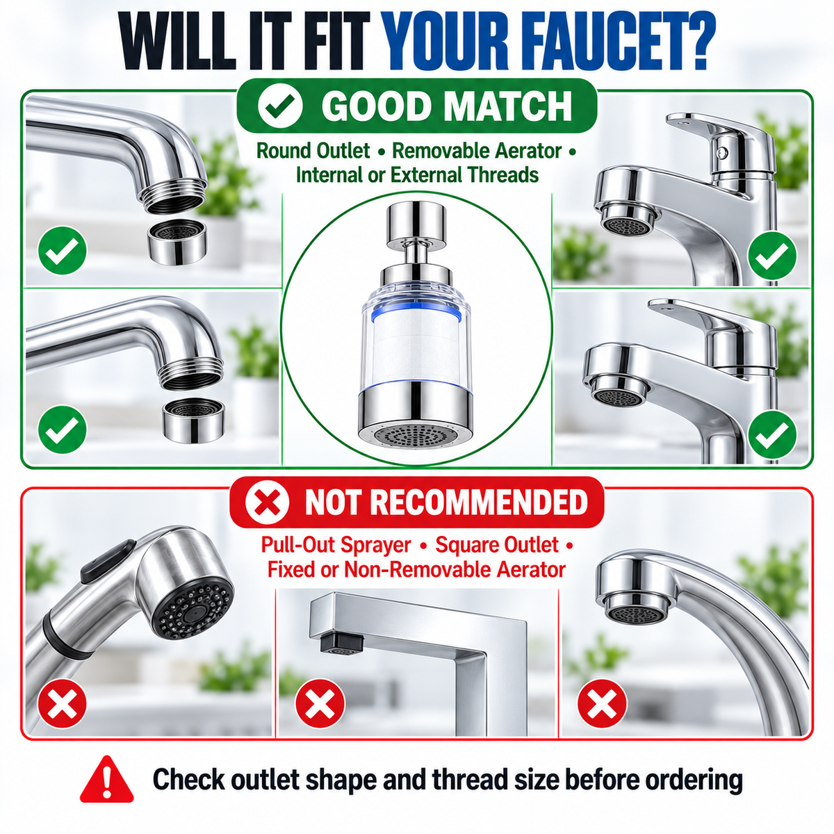 Faucet Water Filter for Sink  Splash-Proof Tap Filter for Kitchen & Bathroom
