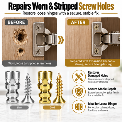 Short Expansion Screws Set Door Hinge Thread Repair Fixers for Home Users, Restoration of Cabinet & Tile Mounting (Millimeters Measurement), Wall Anchor