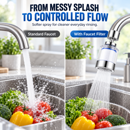 Faucet Water Filter for Sink  Splash-Proof Tap Filter for Kitchen & Bathroom
