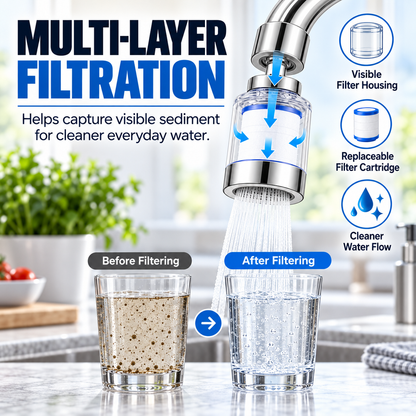 Faucet Water Filter for Sink  Splash-Proof Tap Filter for Kitchen & Bathroom