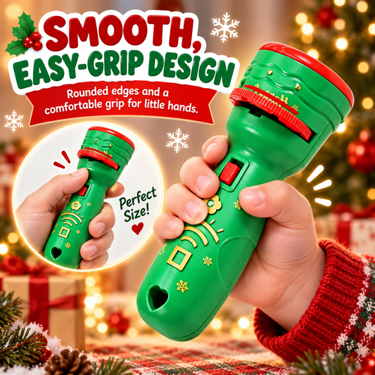 Cordless Christmas ProjectorFlashlight - Adjustable LED Lights,Color-Changing Function,Battery-Included Educational Lamp with Letters
